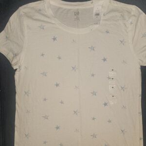 GAP White Tee with Light Blue Star Print